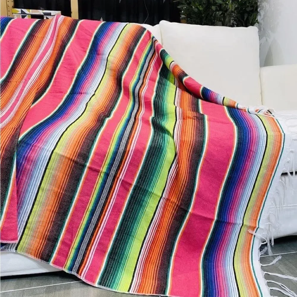 Pink Strip Western Throw Blanket